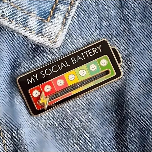 My Social Battery Mood Switching Brooch Funny Enamel Pin