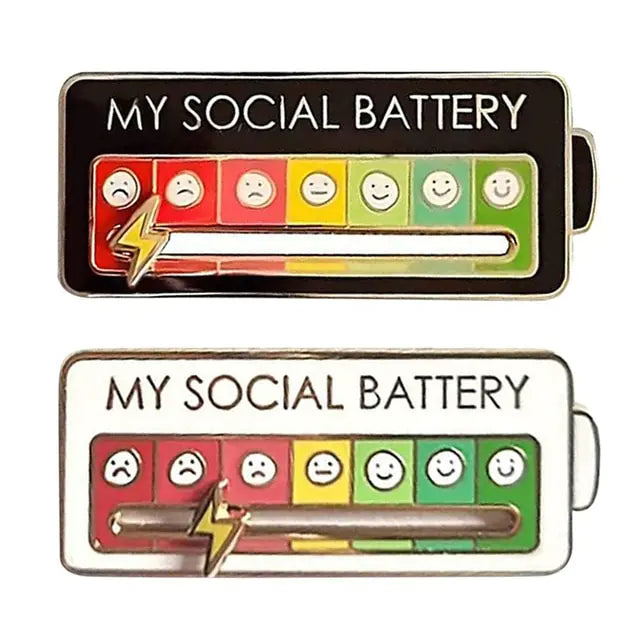 My Social Battery Mood Switching Brooch Funny Enamel Pin