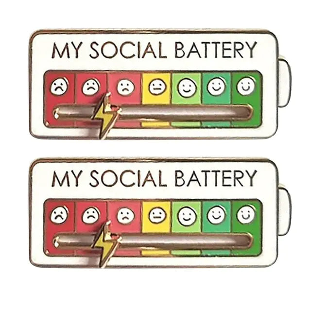 My Social Battery Mood Switching Brooch Funny Enamel Pin