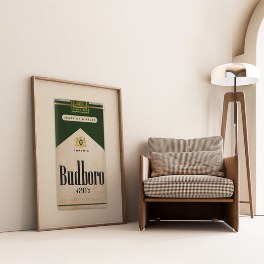 BudBoro Wall Art | Vintage Marlboro Parody | Premium Cannabis Artwork for High-Vibe Spaces