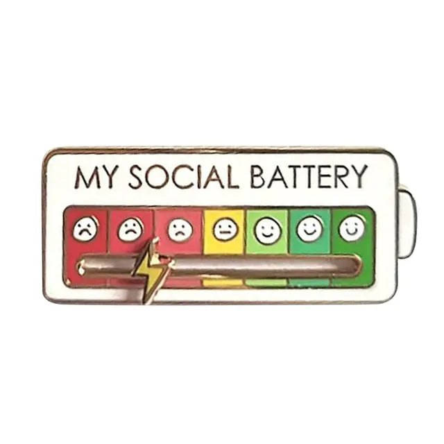 My Social Battery Mood Switching Brooch Funny Enamel Pin