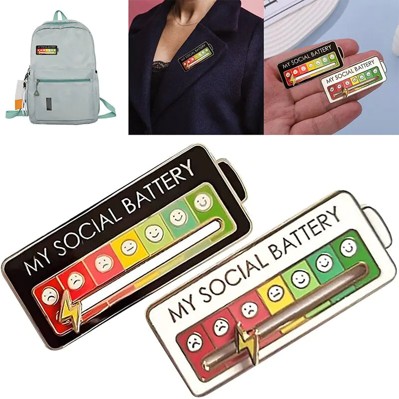 My Social Battery Mood Switching Brooch Funny Enamel Pin